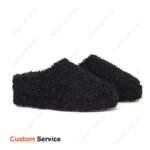 Custom Men’s Winter Loafer Scuff Platform Fuzzy Fluffy Faux Curly Shearling Fur Mule Slippers Factory