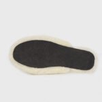 Cozy shearling slide slippers – soft fuzzy women’s indoor shoes, lightweight slip-on house footwear with warm sheepskin material.