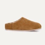 custom embroidered on cow suede shearling-lined slippers, personalized winter footwear