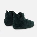 Customizable deep green plush indoor boot slippers—personalize color/texture, ideal for custom cold-weather loungewear.