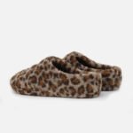 Personalized leopard fuzzy mules—cozy plush fabric, custom-fit for everyday comfort and trend.