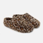 Custom leopard fuzzy mules—plush fabric, personalized fit, perfect for cozy casual outfits.