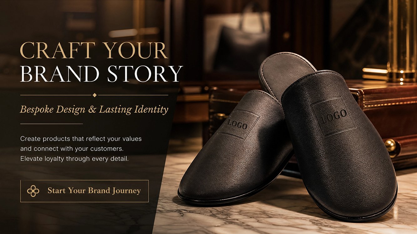 Luxury leather slippers with custom branding