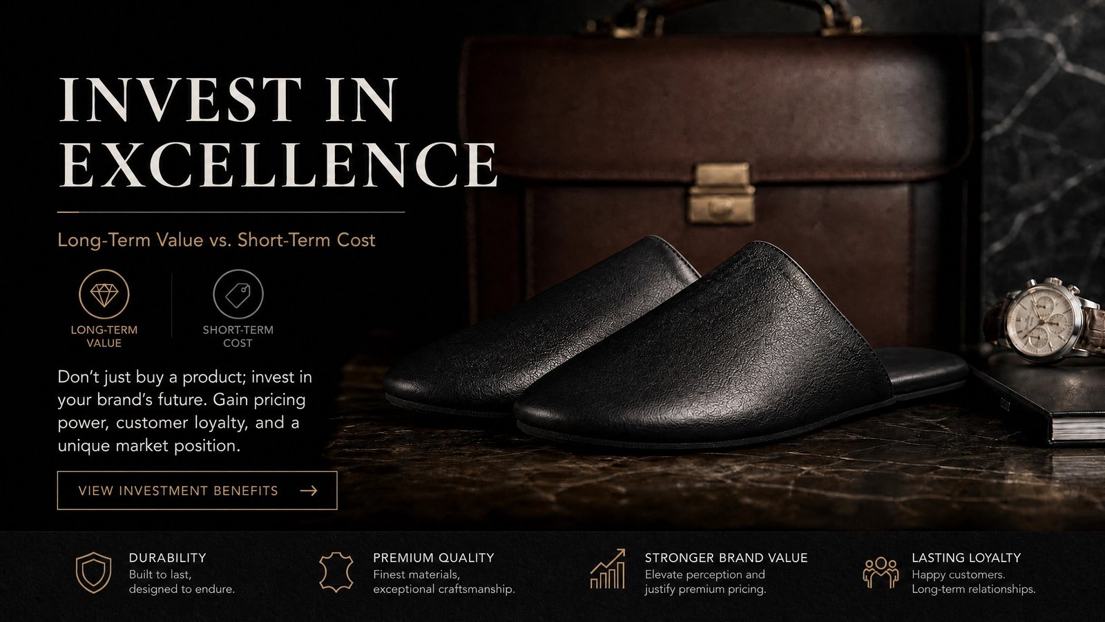 Premium handcrafted leather slipper production