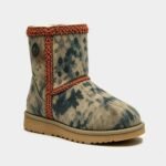 Custom Mid-Calf Snow Red Fringe Trim Winter Boots