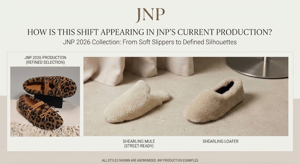 JNP furry footwear produced in 2026