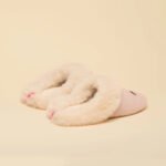 Custom Embroidery Winter Wool Felt Fuzzy Faux Fur House Slippers