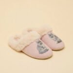 Custom Embroidery Winter Wool Felt Fuzzy Faux Fur House Slippers