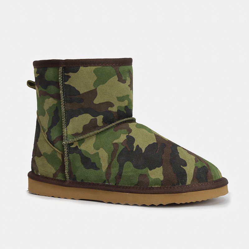 Custom Men’s Camouflage Winter Warm Faux Shearling Snow Boots