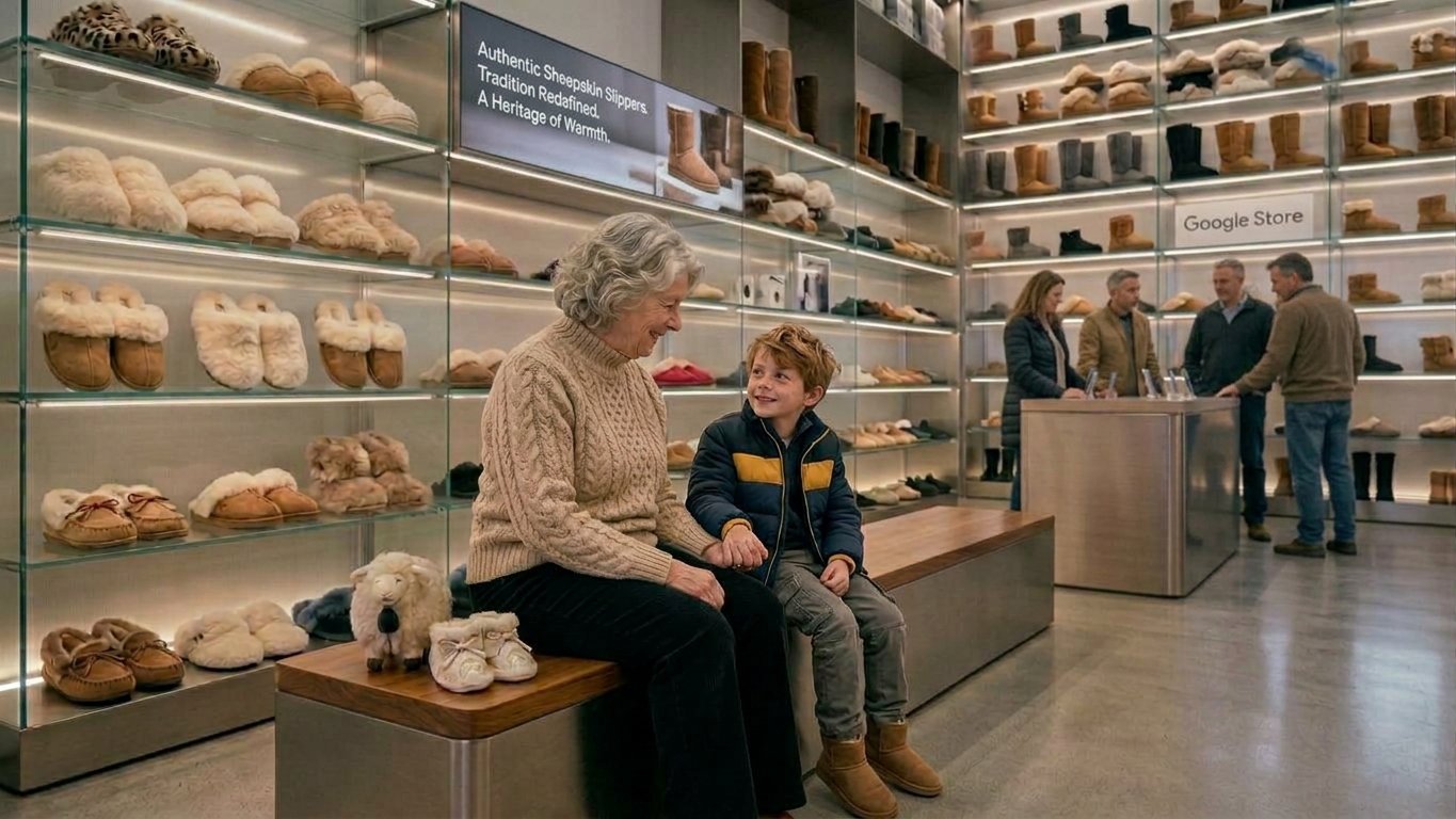 Grandmother-and-grandson-choosing-warm-wool-slippers-together-in-winter