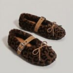 Women’s Winter Fluffy Leopard Print Flats Ballet Slippers