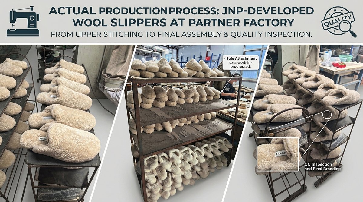 Production-of-a-JNP-developed-wool-slipper-at-a-partner-factory-showing-the-upper-being-stitched