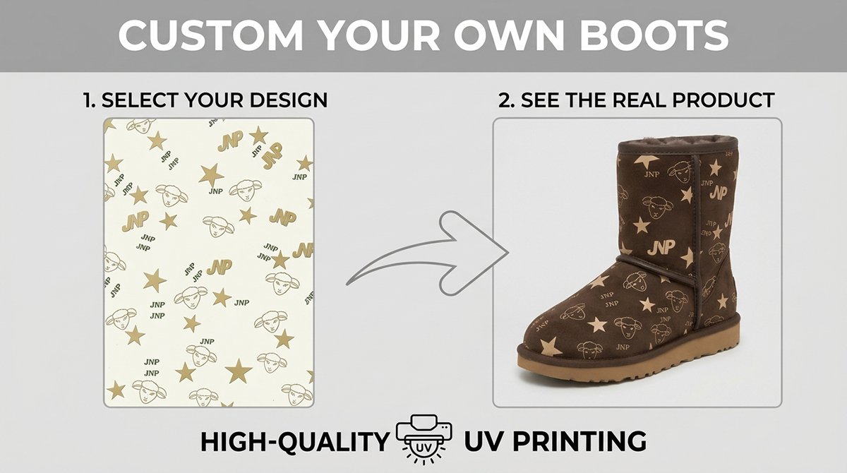 Winter-boot-showing-a-selected-base-colour-with-a-custom-printed-pattern